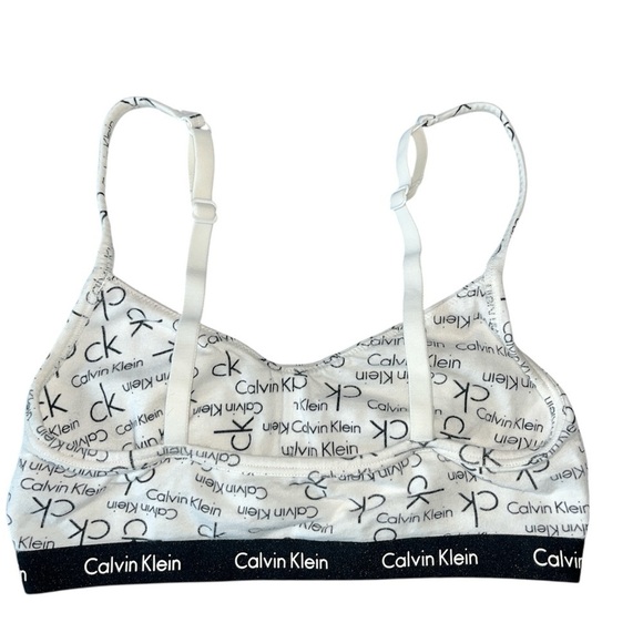Calvin Klein Monochrome Logo Bralette Small Black White Bra CK - Picture 2 of 6